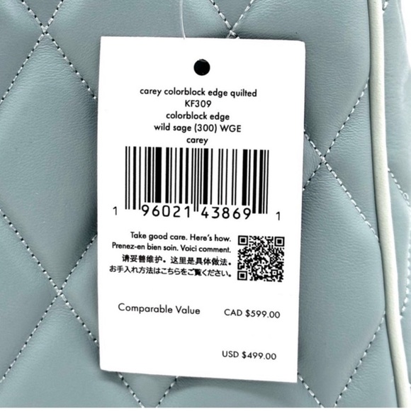 Kate Spade NWT 499.00 : Color Block Blue Quilted shoulder bag. - Picture 3 of 4